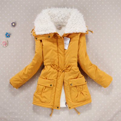 Candy-colored waist-strap cotton coat