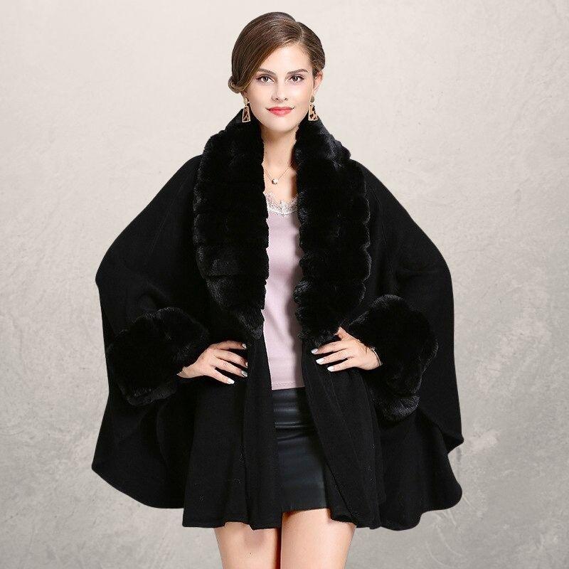 Oversized loose fox fur collar knitted cardigan