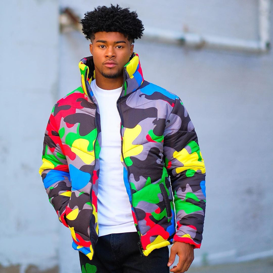 Camouflage print cotton coat