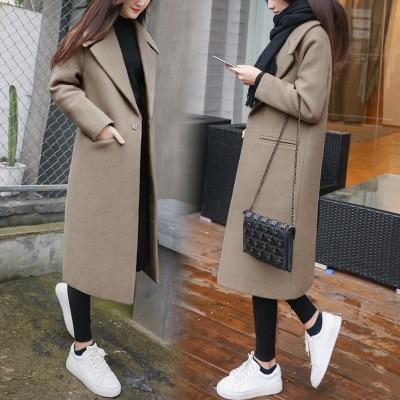Women's mid-length woolen coat
