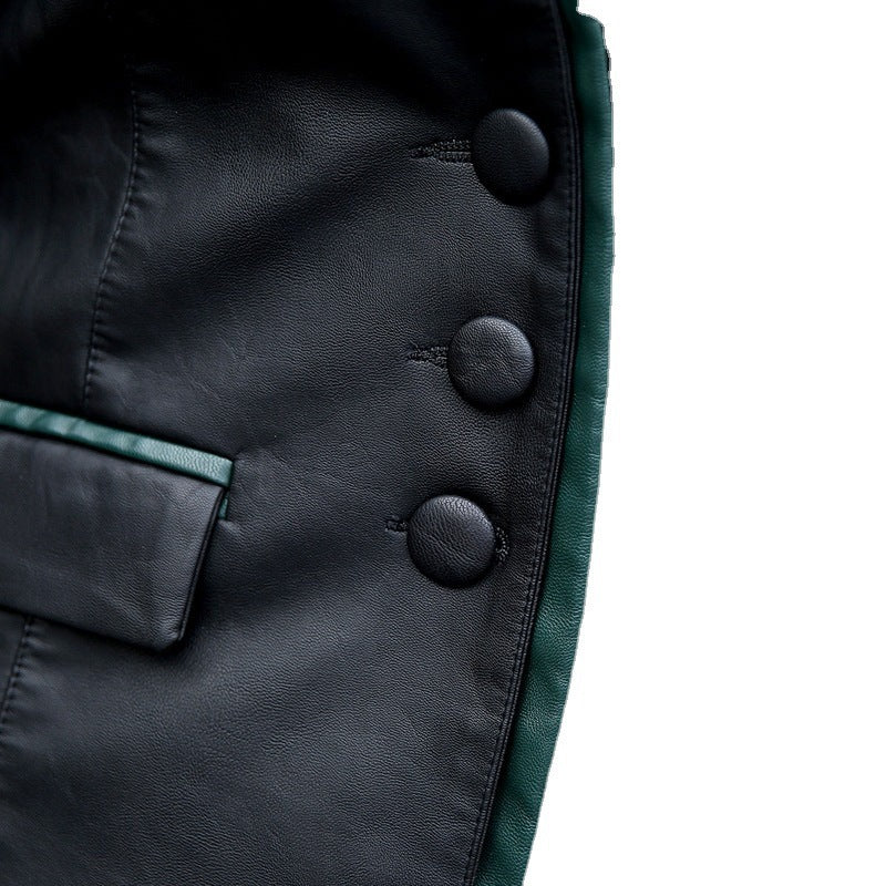 Small Leather Women's Slim Biker Jacket Plus Size Coat