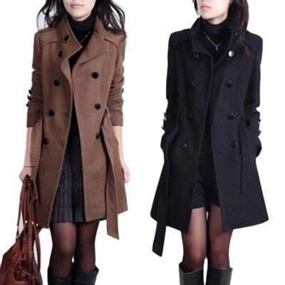 Ladies mid-length woolen coat