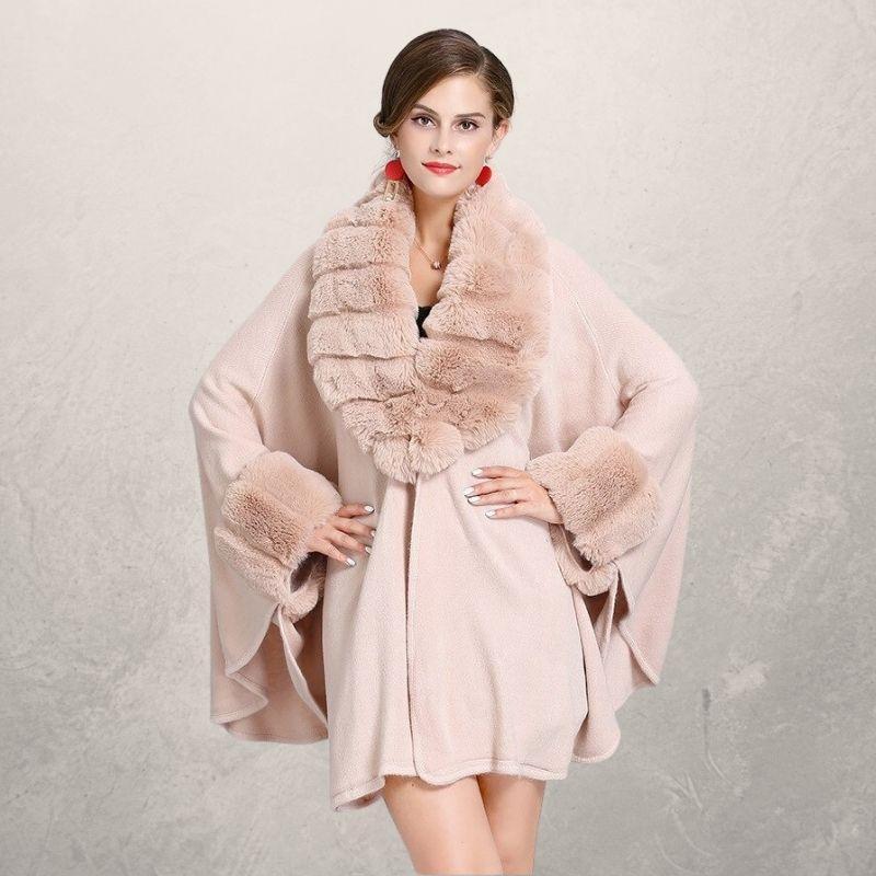 Oversized loose fox fur collar knitted cardigan