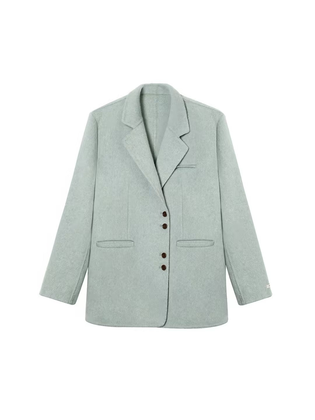Green Chic Elegant Suit Collar Woolen Coat