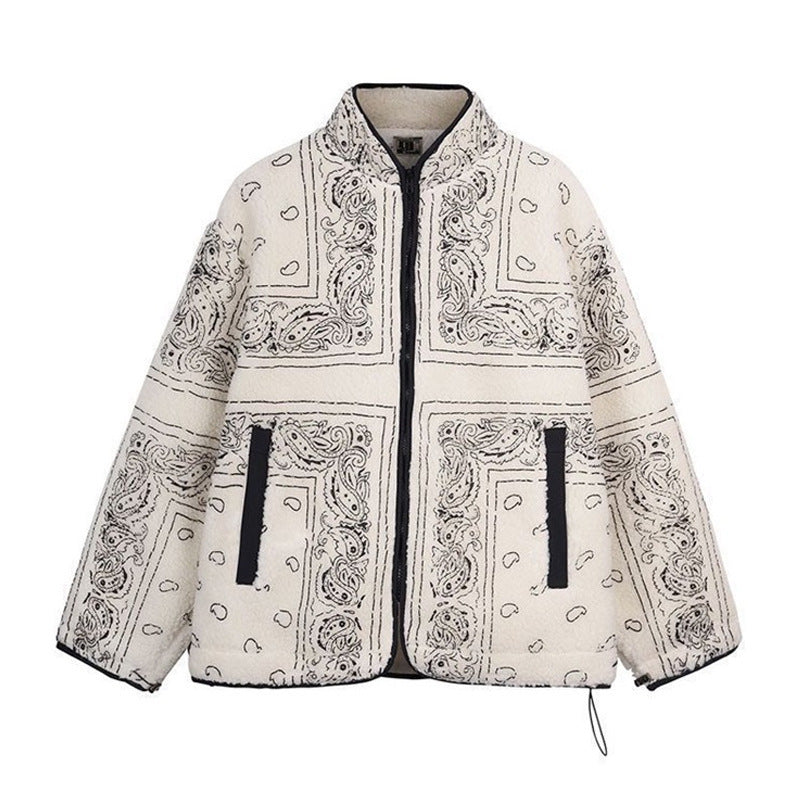 Women's autumn and winter design of printed BF style short coat