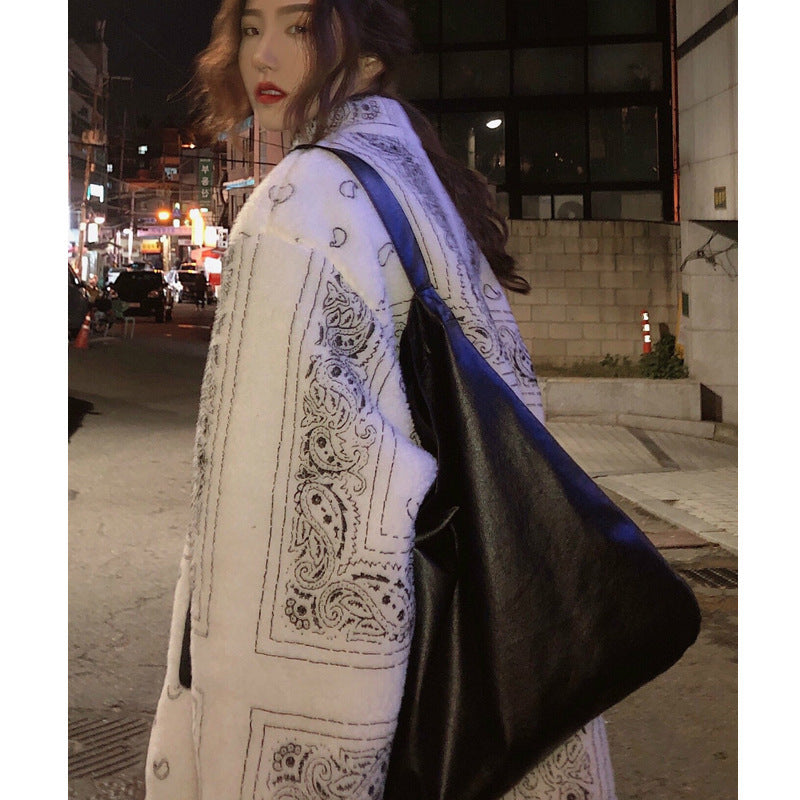 Women's autumn and winter design of printed BF style short coat