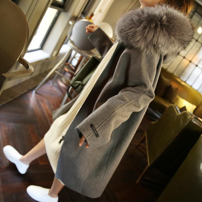 Autumn And Winter Fat Plus Size Women's Mid-length Woolen Coat