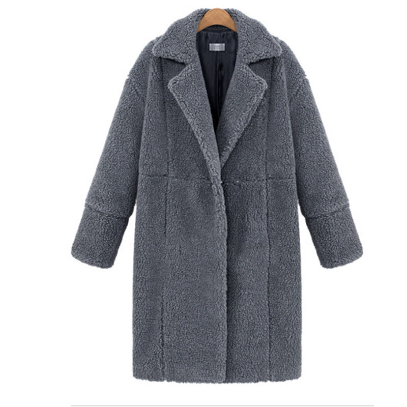 Women's Solid Color Mid-Length Woolen Coat Coat