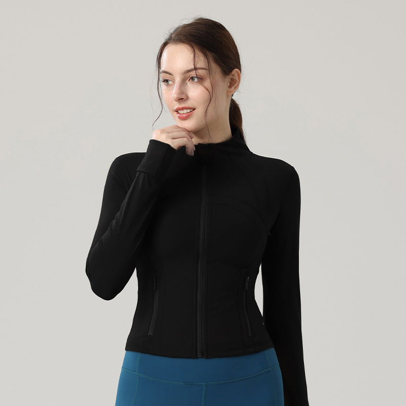 Spring And Summer Thin Double-sided Brushed Slim Fit Stretch Stand Collar Jacket