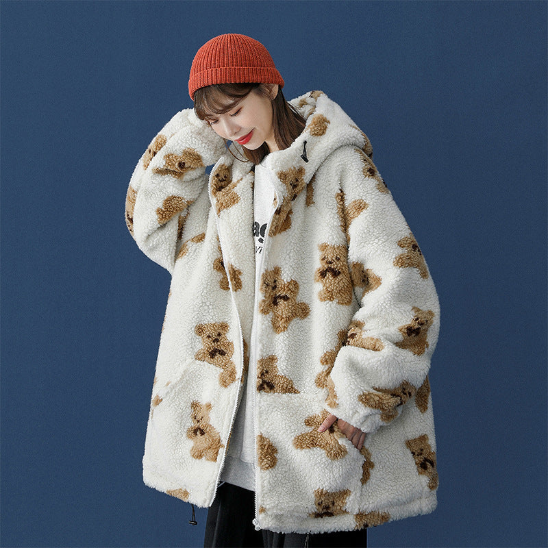 Lamb fur bear cotton coat
