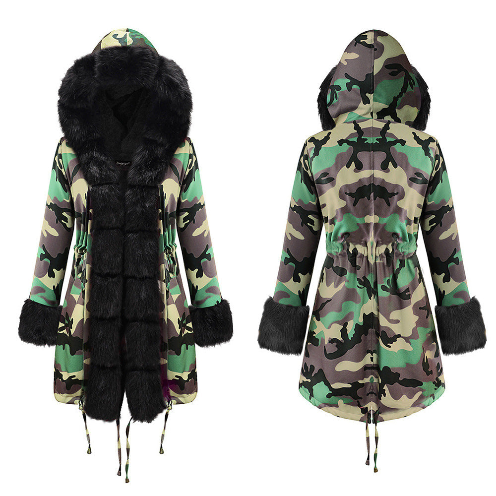 European and American women's long cotton coat