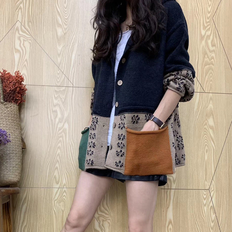 Early Autumn New Jacquard Knitted Cardigan Women's Coat