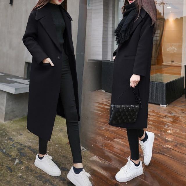Women's mid-length woolen coat