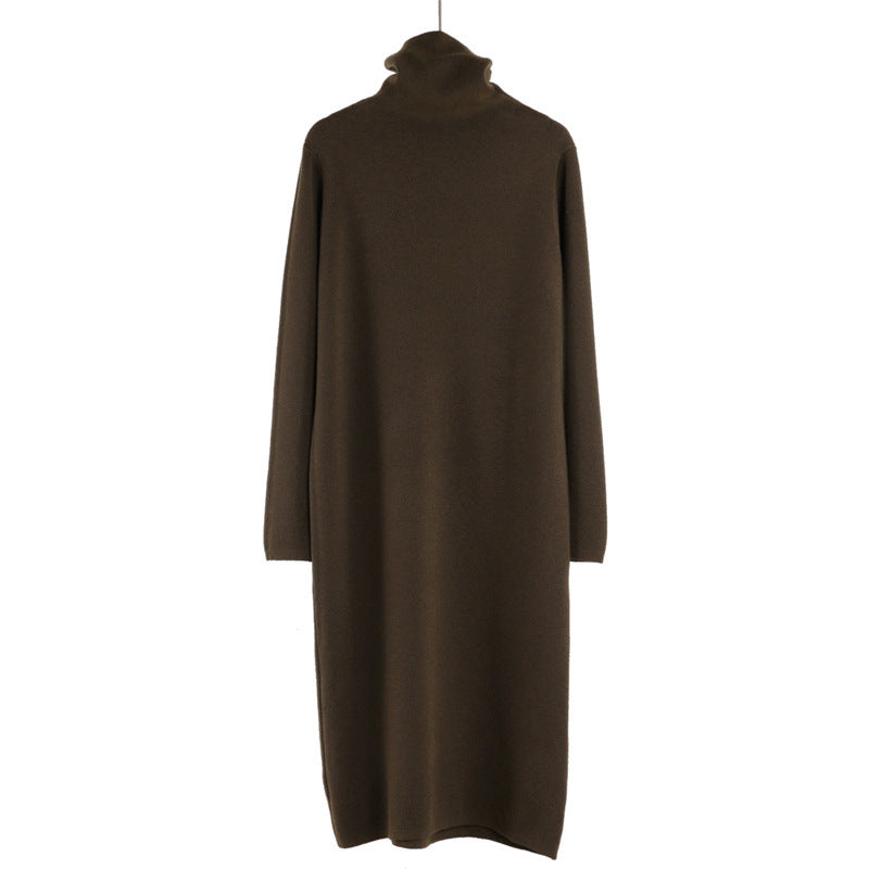 Women's Inner Wear Autumn And Winter High Collar Mid-length Temperament Overknee Sweater Long Dress