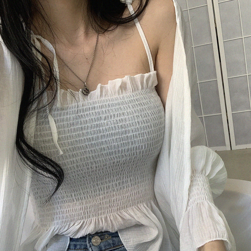 Simple Small Shawl Thin Coat Suspenders Two-piece Suit