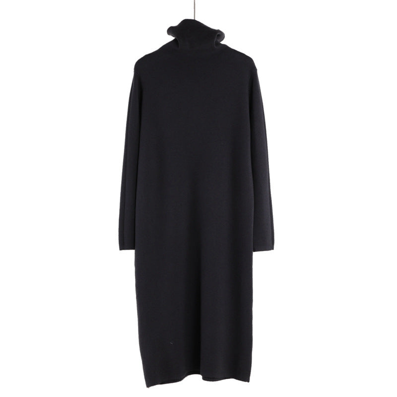 Women's Inner Wear Autumn And Winter High Collar Mid-length Temperament Overknee Sweater Long Dress