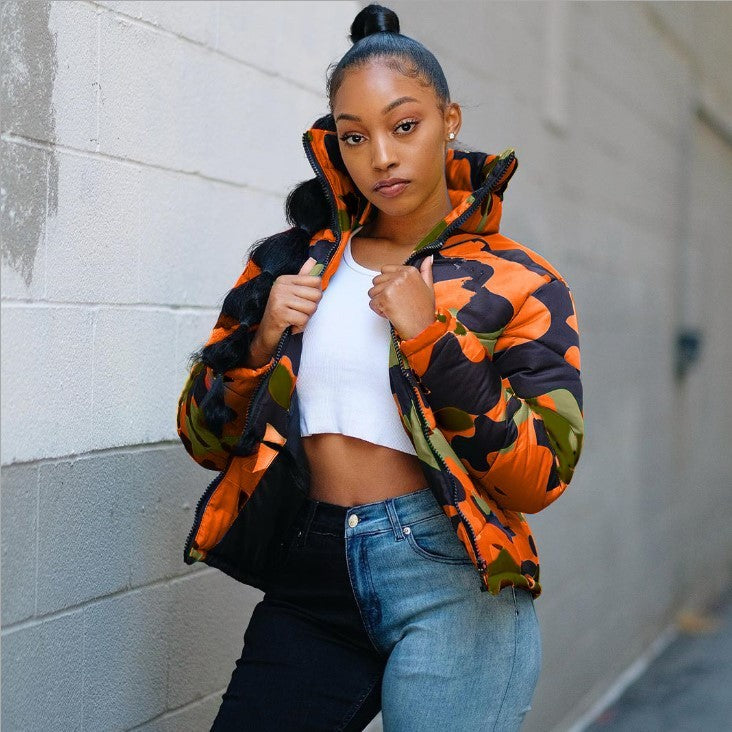 Camouflage print cotton coat