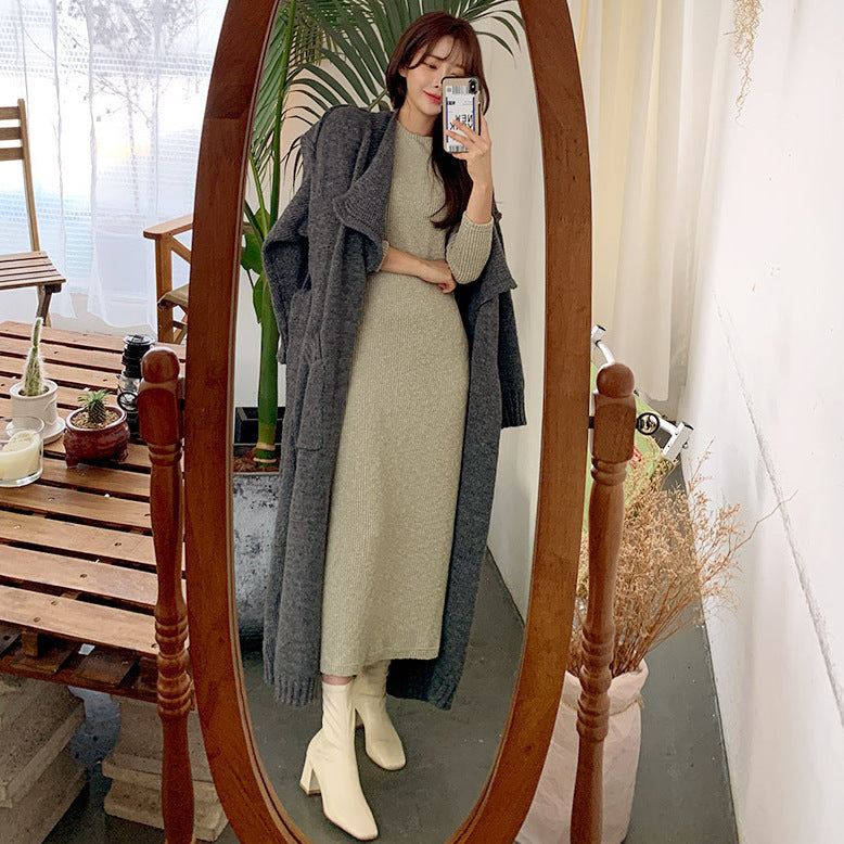 Anything goes with a long sweater coat