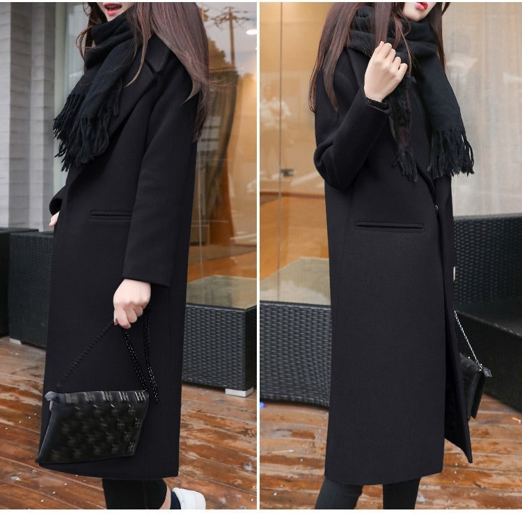 Women's mid-length woolen coat
