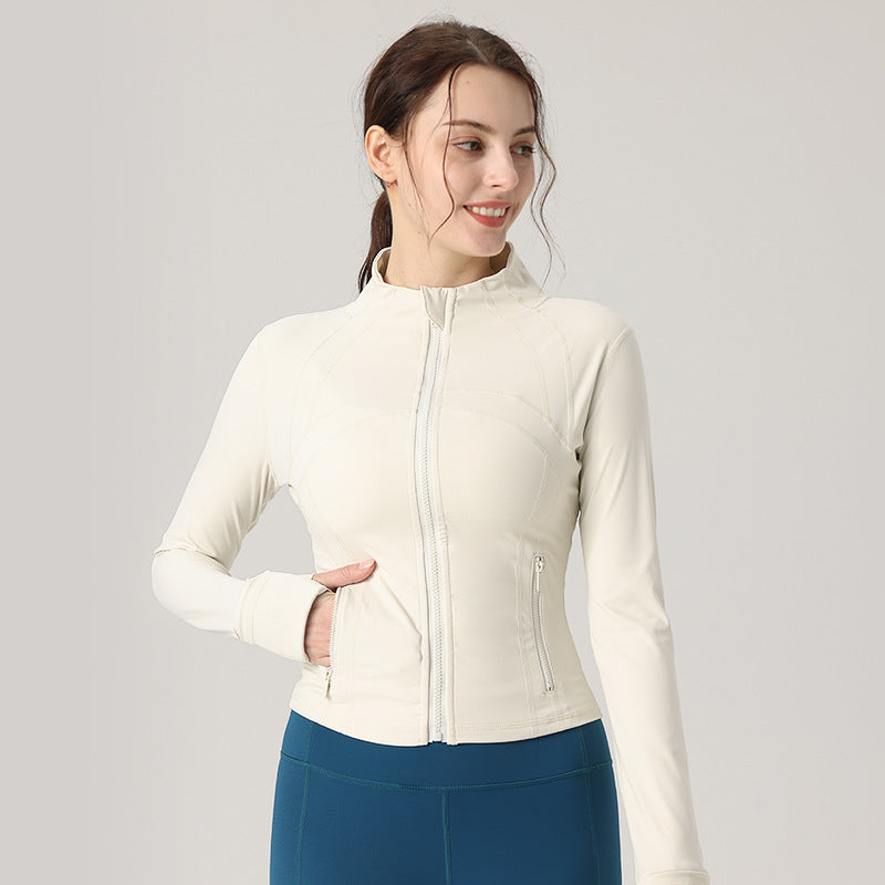 Spring And Summer Thin Double-sided Brushed Slim Fit Stretch Stand Collar Jacket