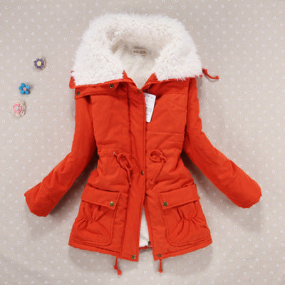 Candy-colored waist-strap cotton coat