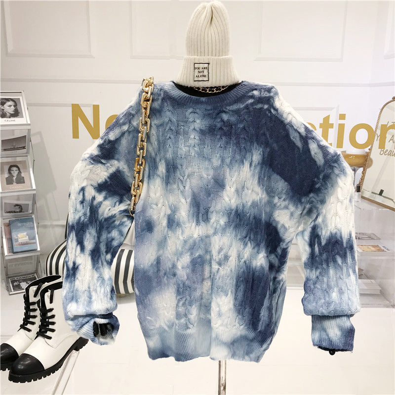 High street retro tie-dye sweater women