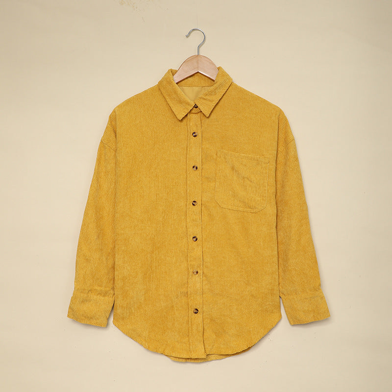 Solid Color Shirt Women's Autumn And Winter Breasted Lapel