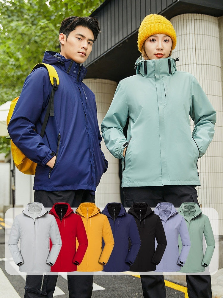 Shell Jacket Two-piece Set Coat Fleece Lined Removable Waterproof