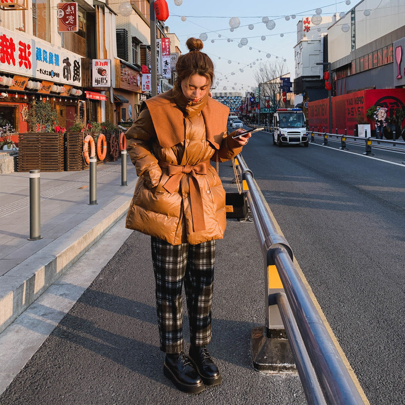 Small Winter Lace-up Thin And Thick Down Padded Jacket