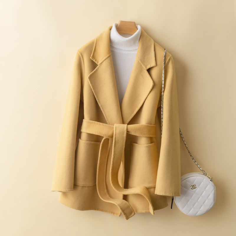 Pure Wool Double-faced Cashmere Slim-fit Small Woolen Coat