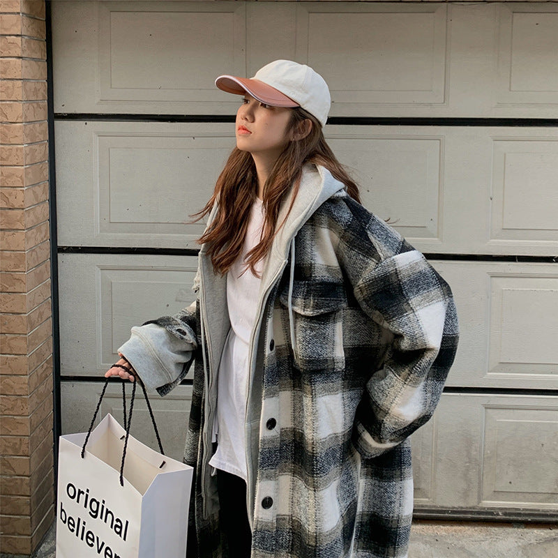 Plaid Net Red Woolen Coat Small Windbreaker