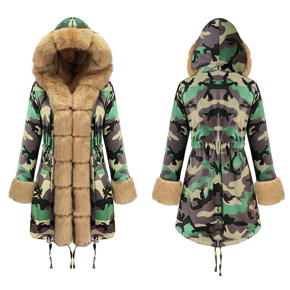 European and American women's long cotton coat