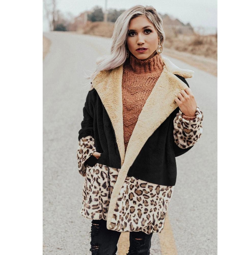 Fashionable warm Lapel Plush coat