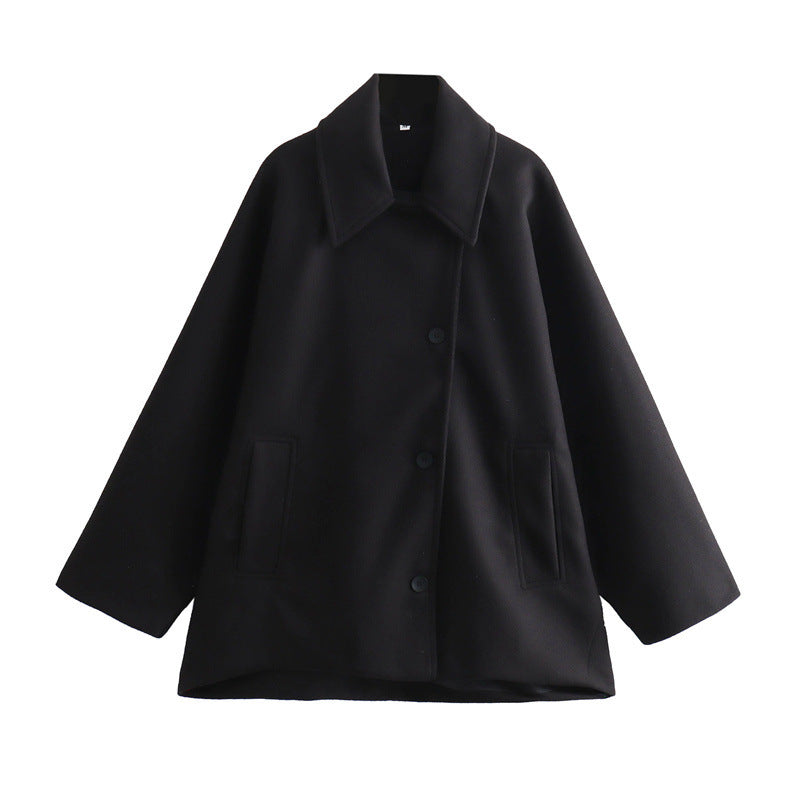 Loose Short Multi-color Blended Woolen Coat Outerwear