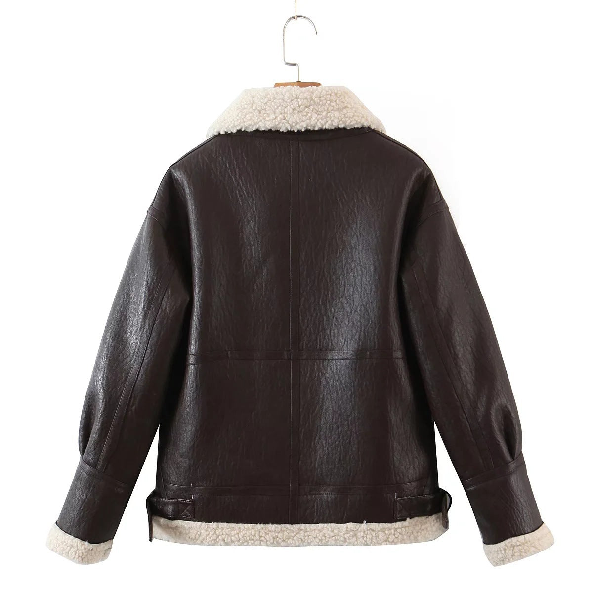 Trendy Motorcycle Style Fashion Lapel Plus Fleece Jacket