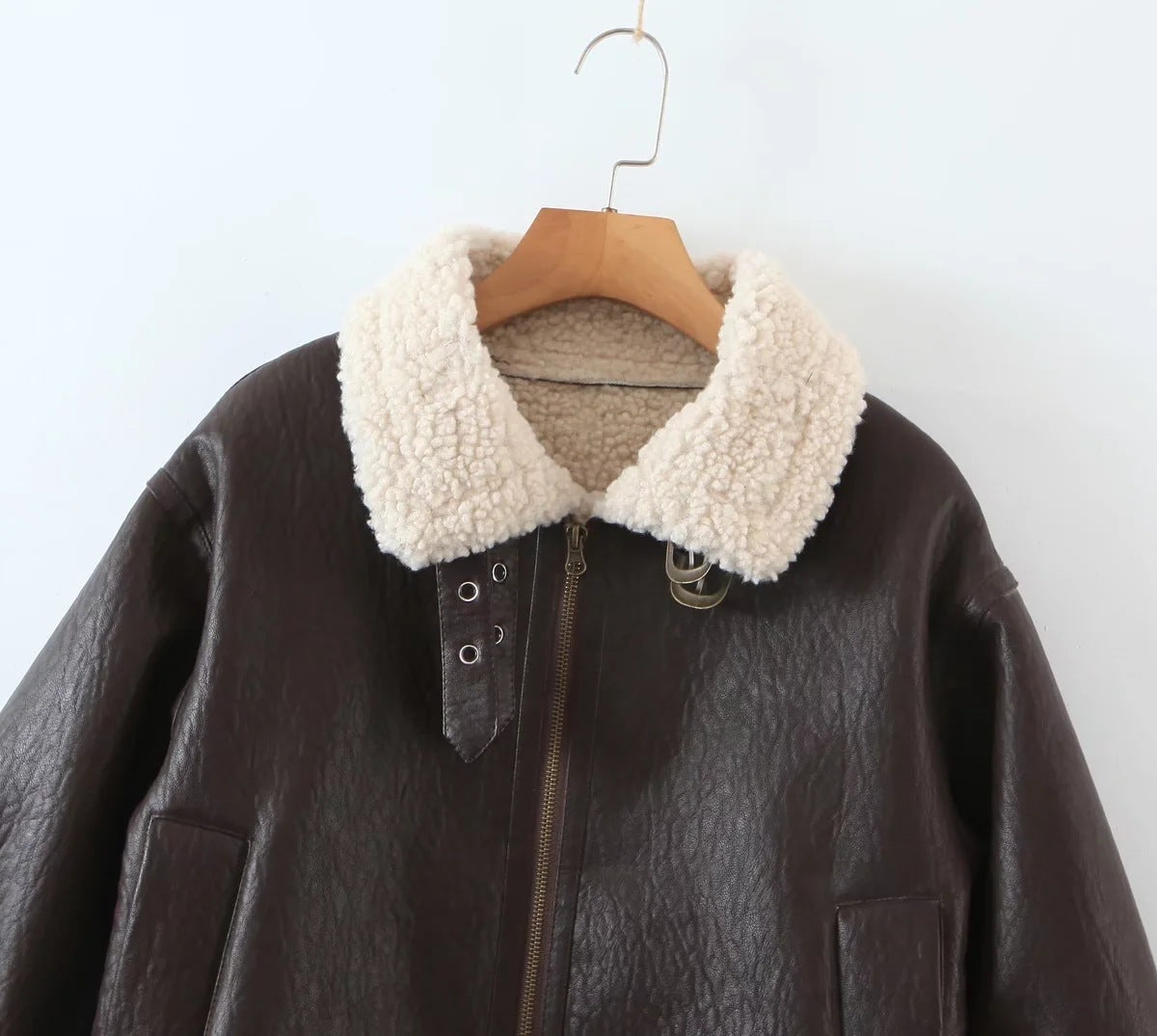 Trendy Motorcycle Style Fashion Lapel Plus Fleece Jacket