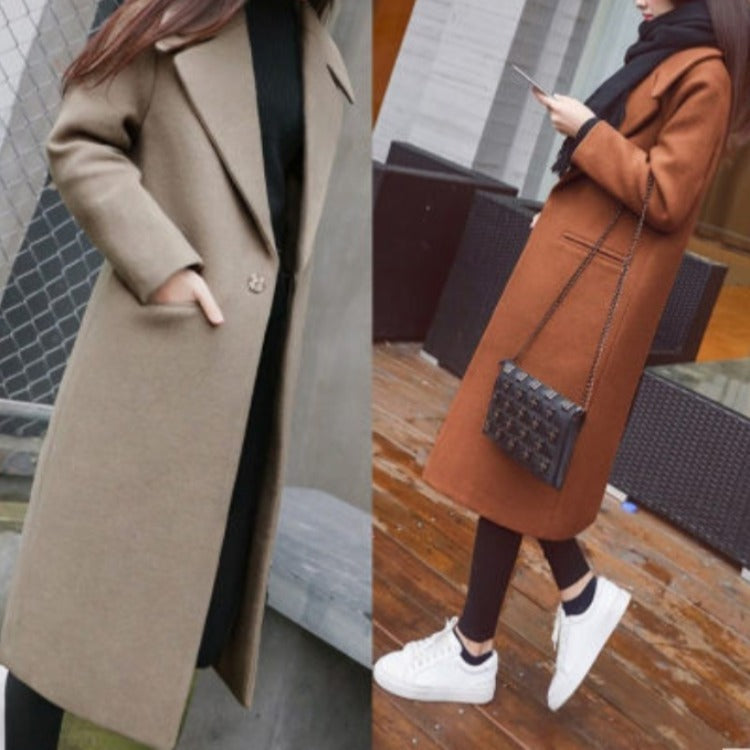 Women's mid-length woolen coat