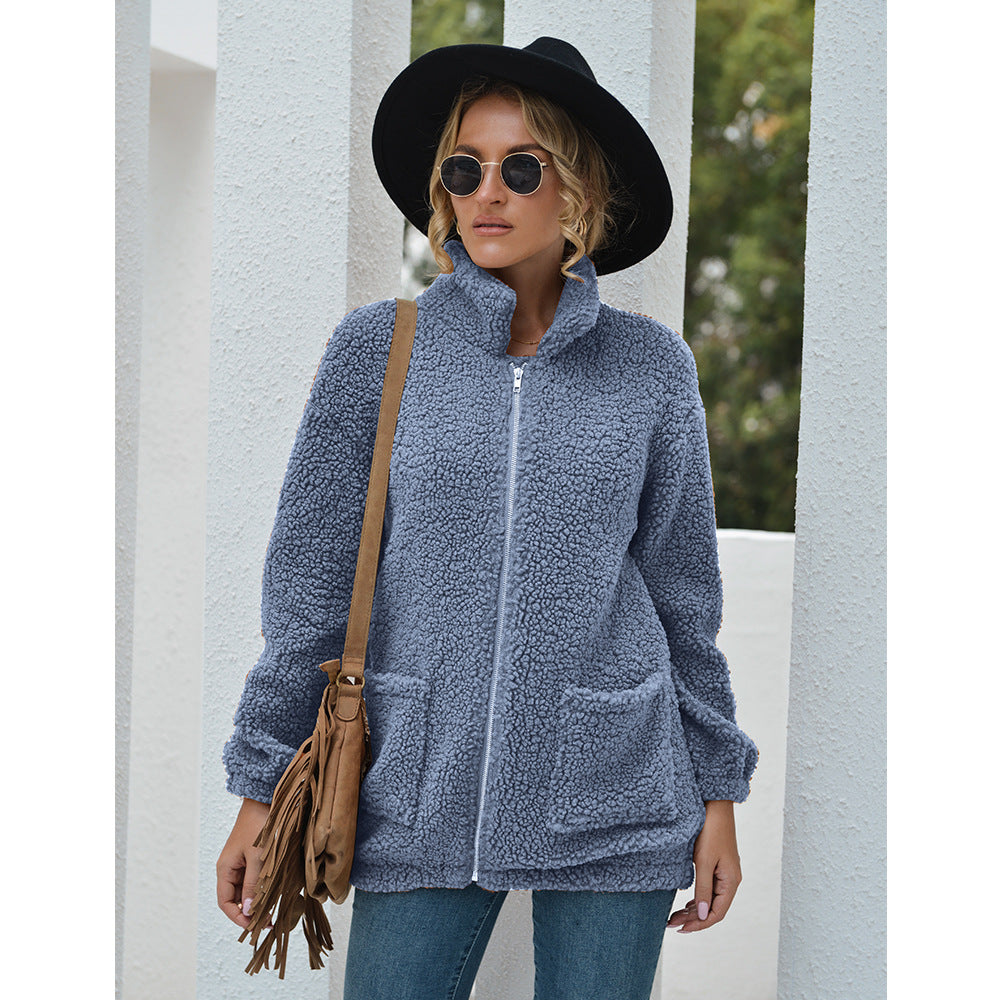 New Autumn And Winter Zipper Warm Sweater Outer Wear Women