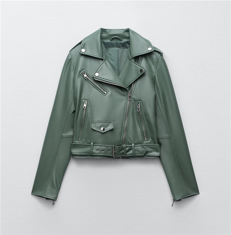 New Women's Leather Motorcycle Jacket
