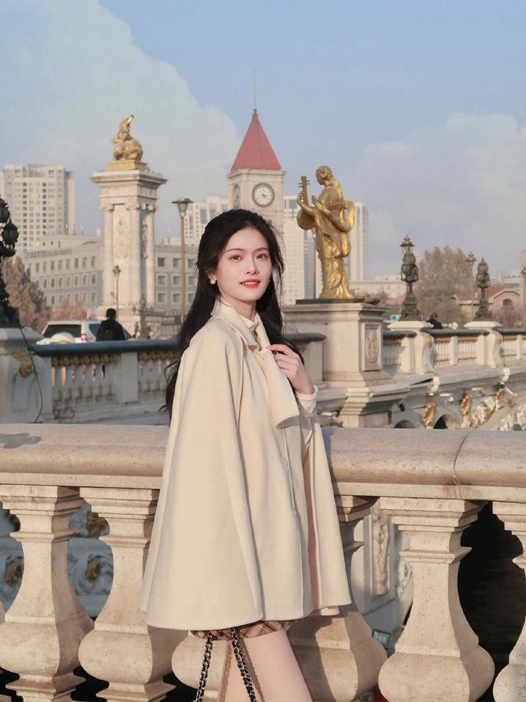 Classic Style Shawl Cape Woolen Coat Women's Autumn And Winter Examination