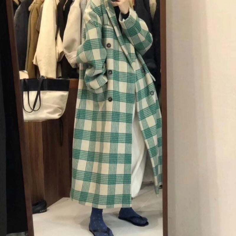Korean Version Loose Medium And Long Woolen Overcoat