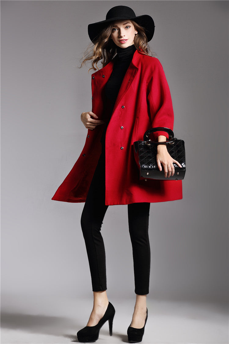 Loose Large Size Cloak Woolen Coat And Long Woolen Coat