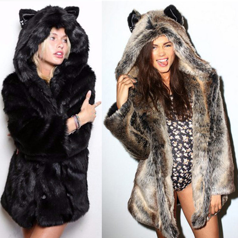 Hooded rabbit ears coat
