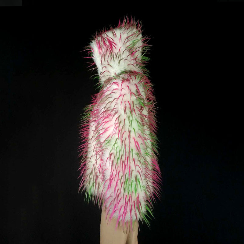 Tie-Dye Multicolored Faux Fur Fried Jacket
