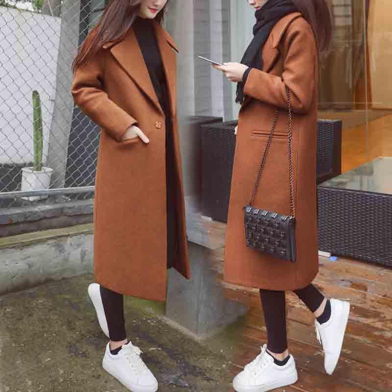 Women's mid-length woolen coat