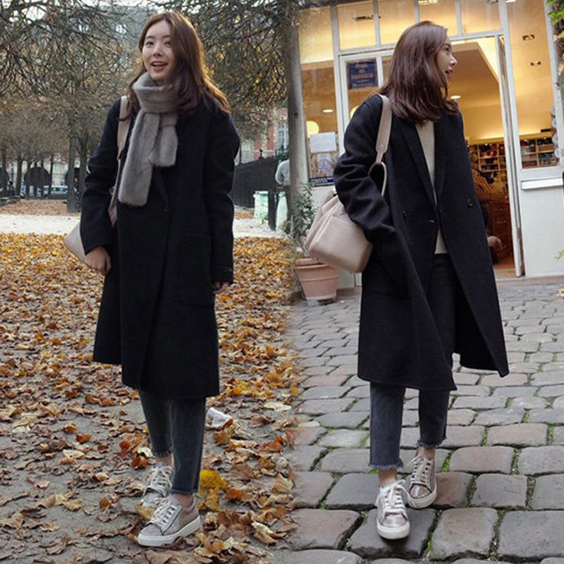 Mid-length woolen coat