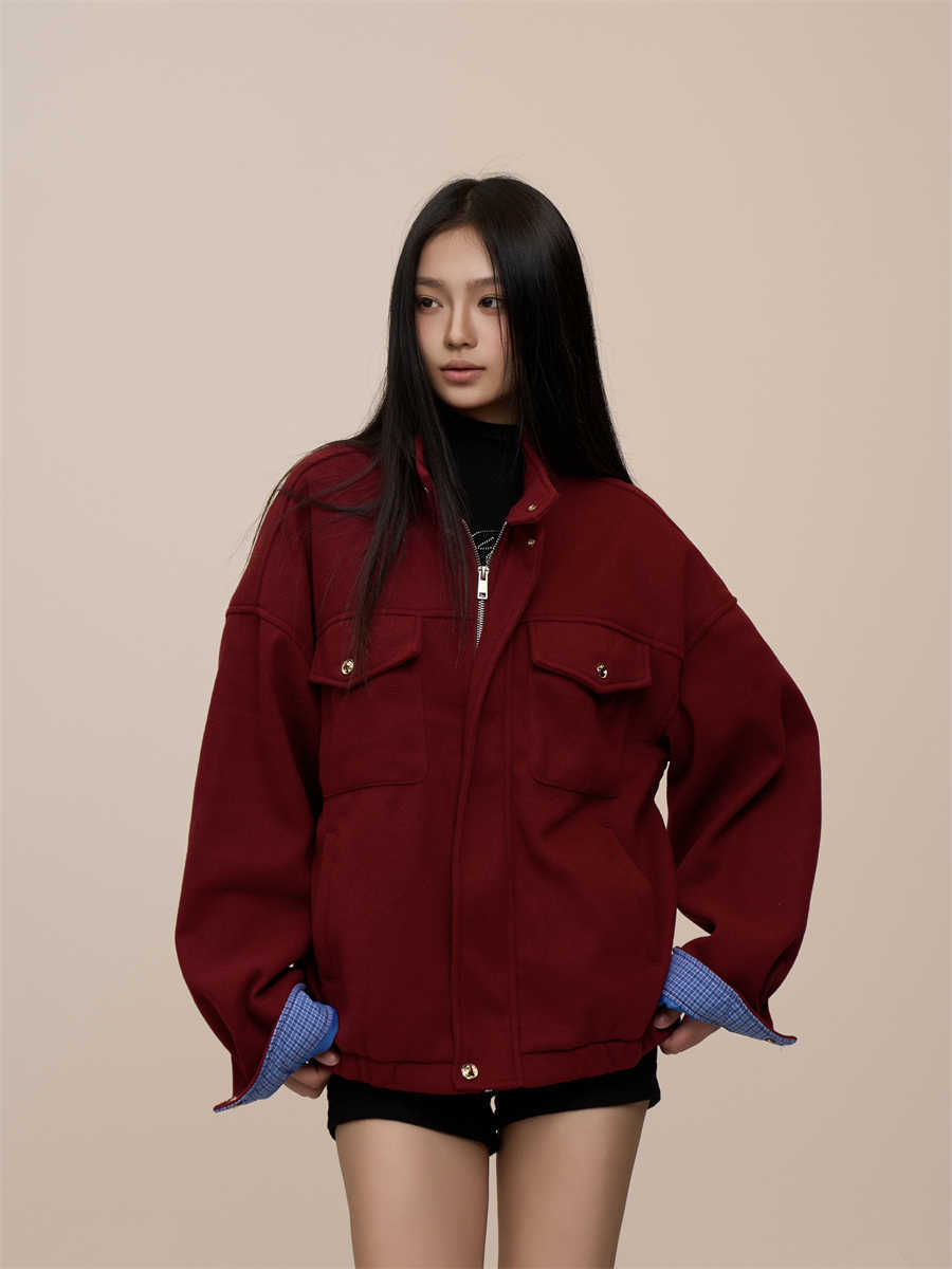 Christmas Red Woolen Cotton Padded Thickened Cotton-padded Coat