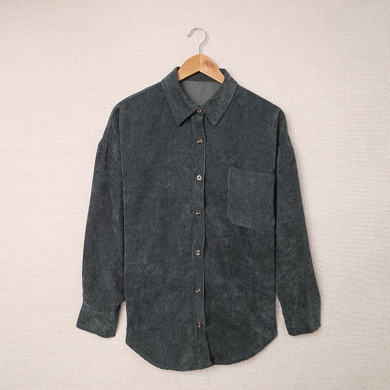 Solid Color Shirt Women's Autumn And Winter Breasted Lapel