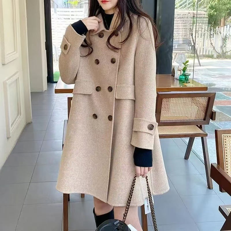 Mid-length Korean Style Doll Collar Autumn And Winter Woolen Woolen Coat