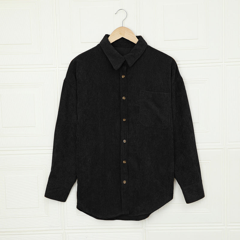 Solid Color Shirt Women's Autumn And Winter Breasted Lapel